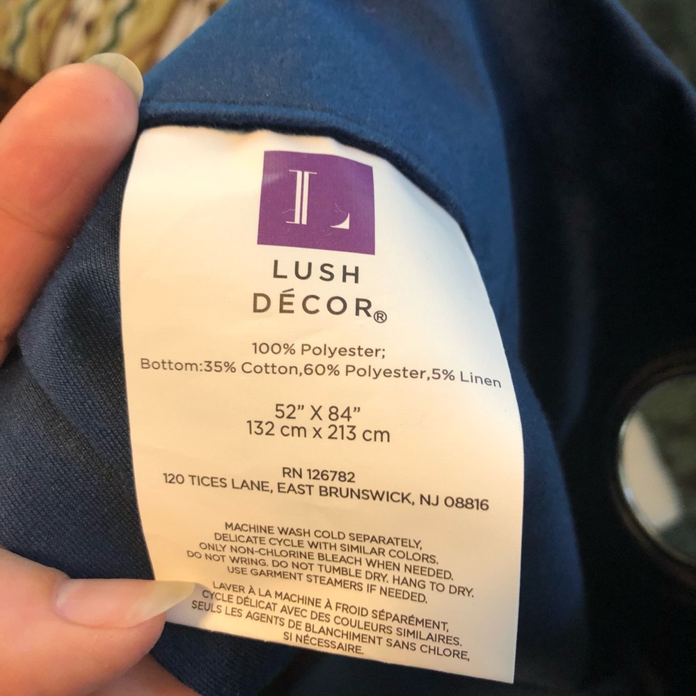 Lush decor velvet and linen curtain set 2 panels 52 x 84”